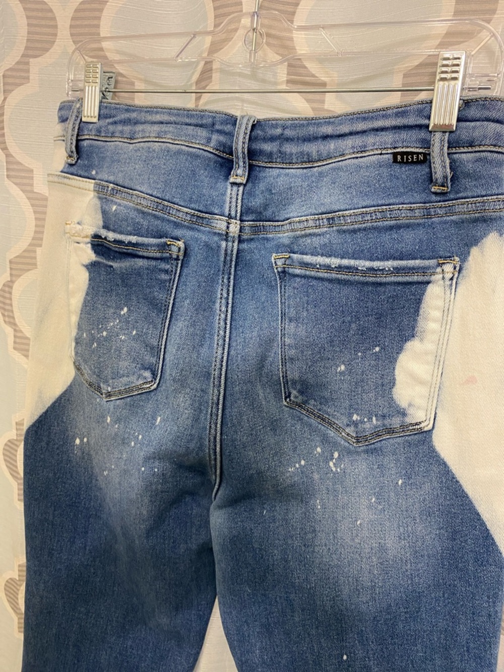 Risen Two-Tone Bleached Blue Wide-Leg Jeans 15/32 - Picture 7 of 7